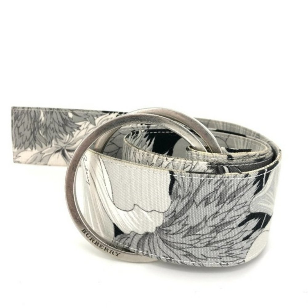 Burberry Double Ring Floral Fabric Belt Black 32